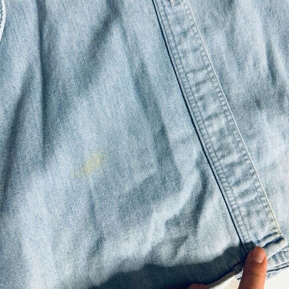 Vintage Woolrich Southwestern Double Sided Tribal Embroidered Bleach Denim Top - Picture 10 of 14